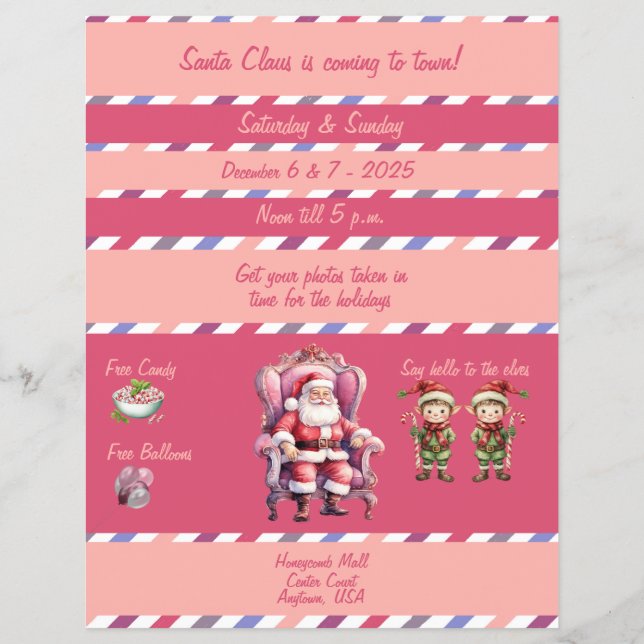 Folleto de Fotos con Santa en el Centro Comercial (Frente)