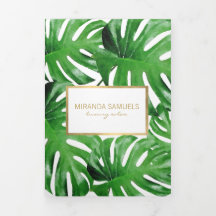 Folleto de Hojas Tropicales de Monstera en Acuarel
