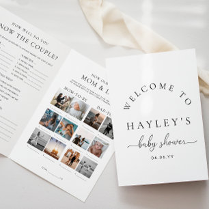 Folleto de juego de Baby Shower con guión corto