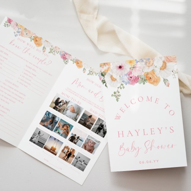 Folleto de juego de Baby Shower Millie Floral (Millie Floral Baby Shower Games Booklet Spring Wildflowers)