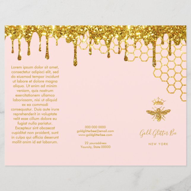 folleto de la abeja reina purpurina de oro de imit (Anverso)