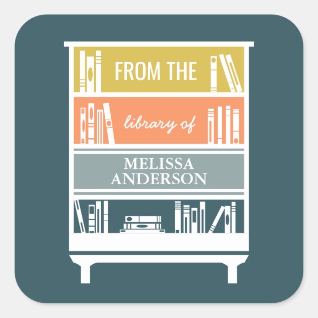 Folleto De La Biblioteca De Pegatinas Cuadrados (Anverso)