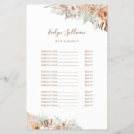 folleto de la lista de precios de los beiges y las