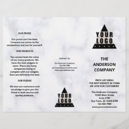 Folleto de la lista de precios de menú simple de M