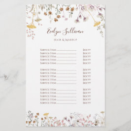 Folleto de la lista de precios de Wildflowers