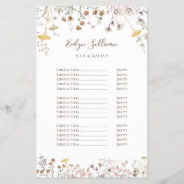 Folleto de la lista de precios de Wildflowers