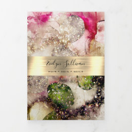 Folleto de la triplicidad de acuarela de purpurina