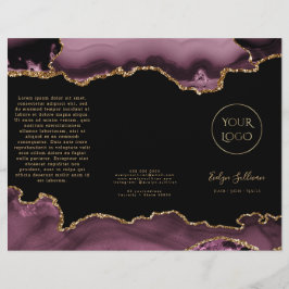 Folleto de malva oscura y agate dorado