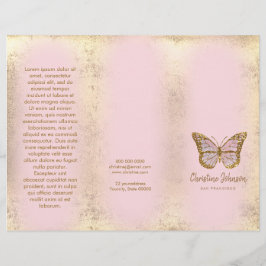 folleto de mariposa rosa con diseño de lámina de o