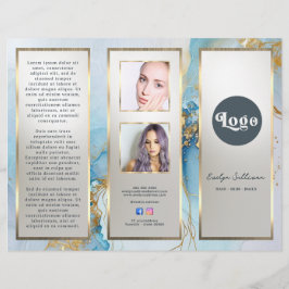 folleto de mármol de tinta azul