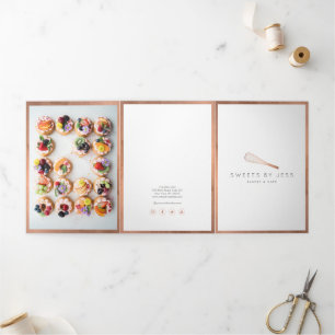 Folleto de Menú de Catering de Panadería Rose Gold