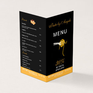 Folleto de menú de restaurante personalizable