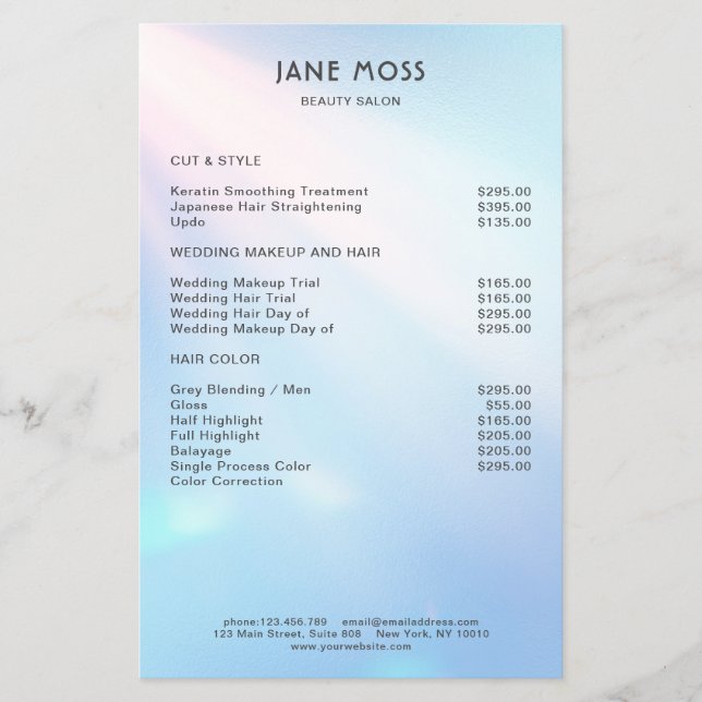 Folleto de Modern Glow Salon (Frente)