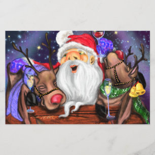 Folleto de Navidad de Papá Noel y Reno Divertido