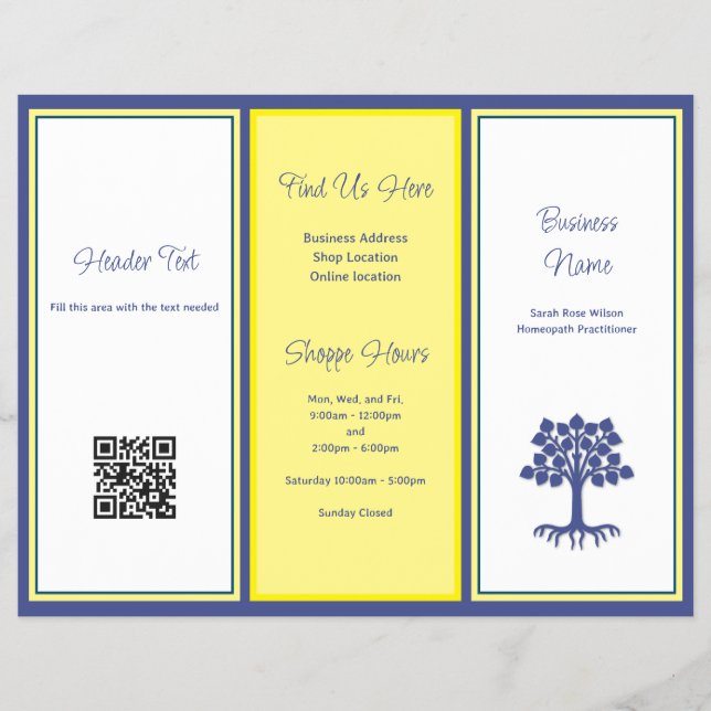 Folleto de negocios triple plegado sobre Photo QR (Frente)