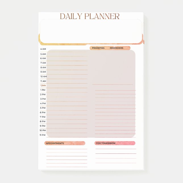 Folleto de notas del planificador diario (Anverso)