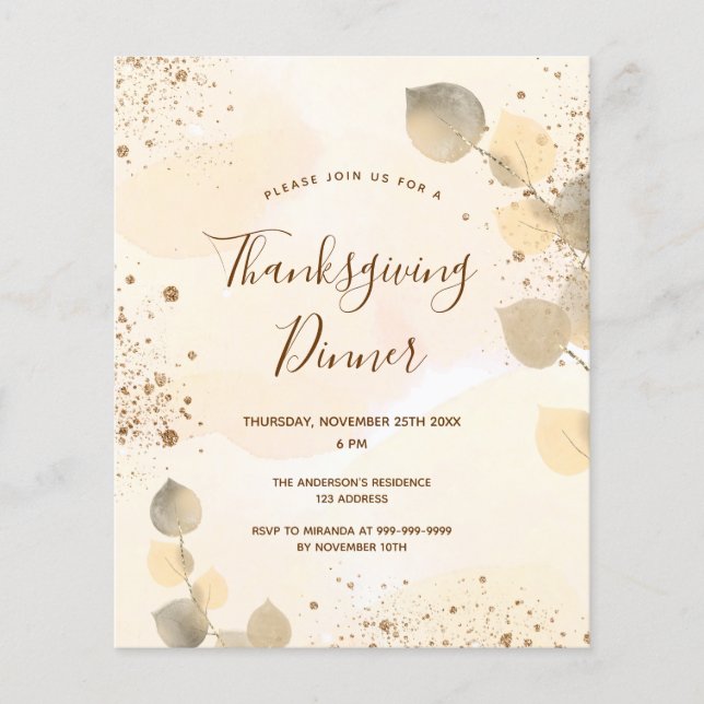 Folleto de otoño presupuestal Día de Acción de Gra (Anverso)