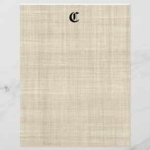 Folleto de papel con aspecto de lino con monograma