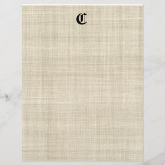 Folleto de papel con aspecto de lino con monograma