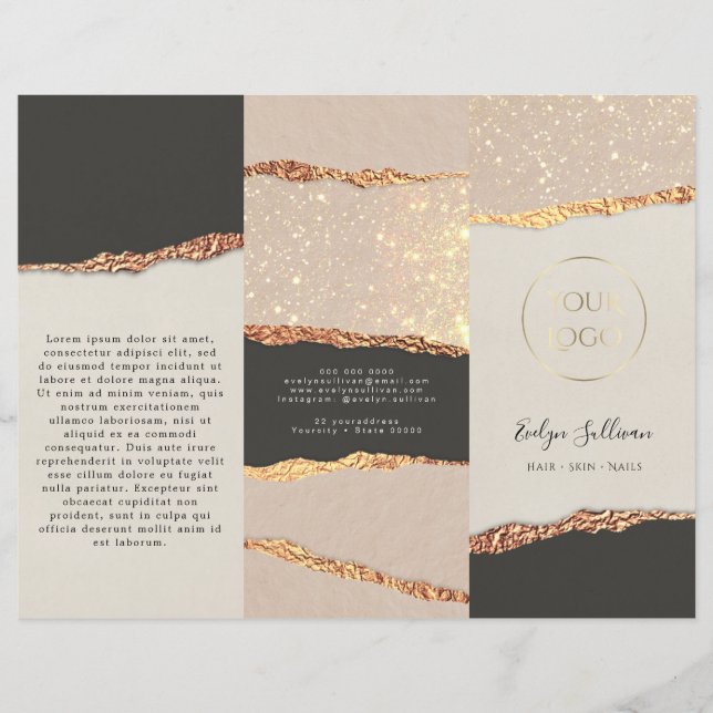 Folleto de papel de aluminio negro dorado (Anverso)