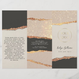 Folleto de papel de aluminio negro dorado