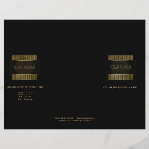 Folleto de peluquería Black Gold Minimal Salon Spa