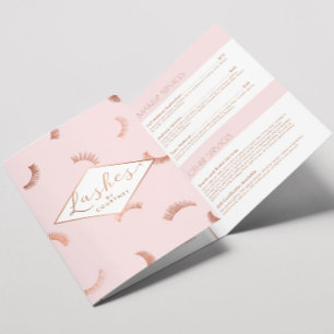 Folleto de Pink/Rose Gold del Salón de Pestañas Lo