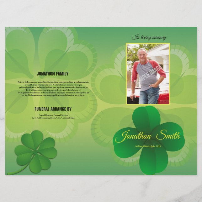 Folleto de plantilla funeraria imprimible (Frente)