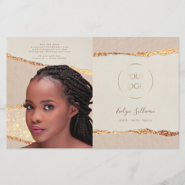 Folleto de pliegues biplidos de papel desbastado c (Anverso)