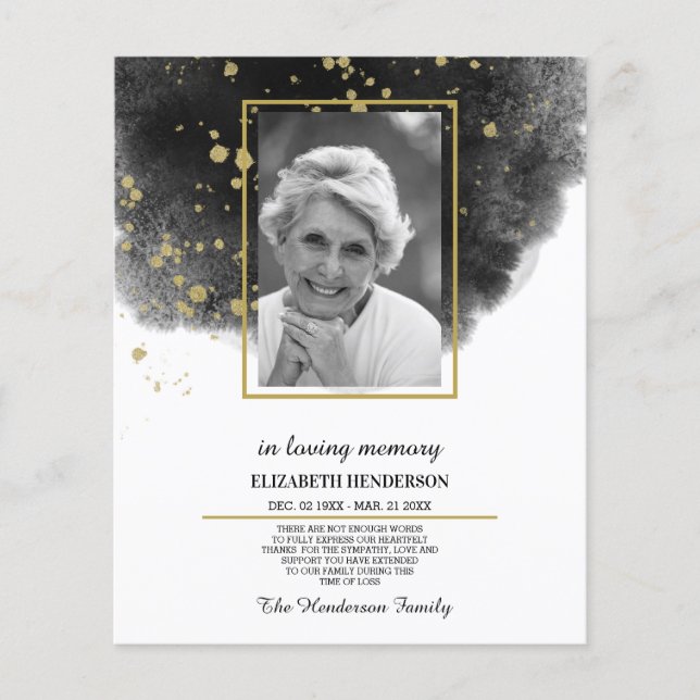 Folleto de Presupuesto de Simpatía FOTO En Memoria (Frente)