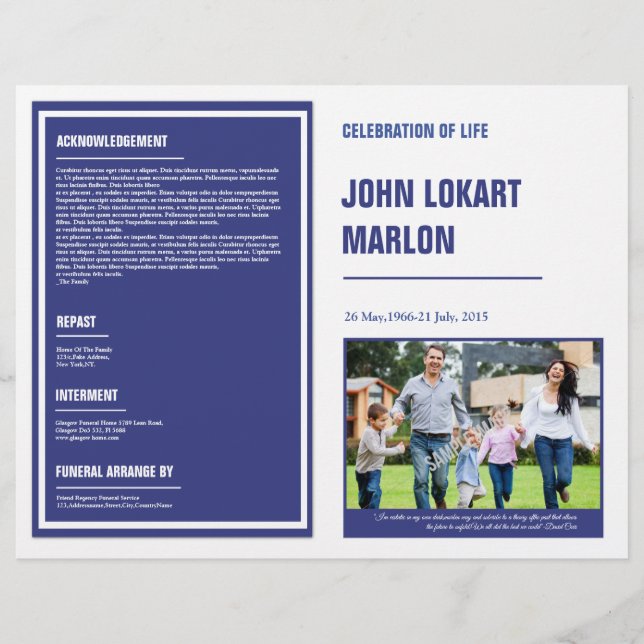 Folleto de Programa de Funeral Imprimible (Frente)