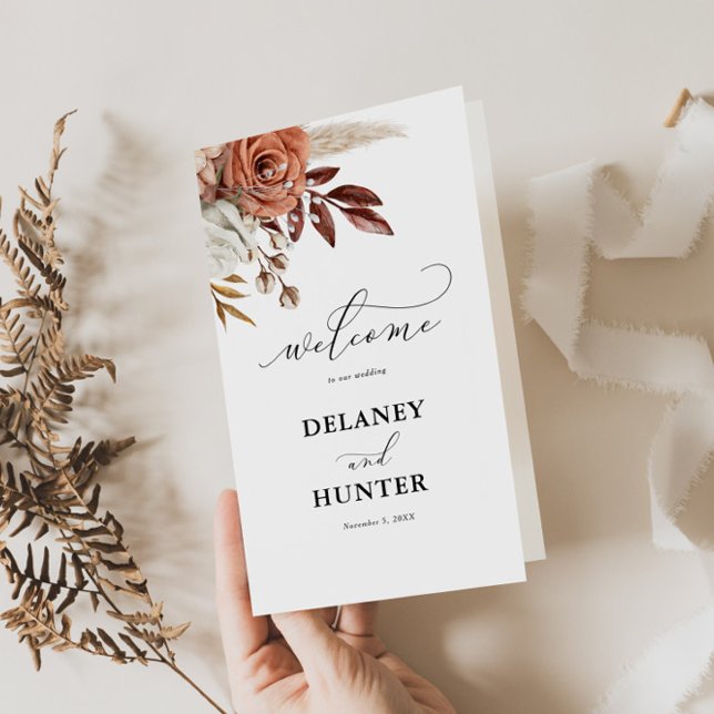 Folleto de programa de papel de boda, Floral rústi (Subido por el creador)