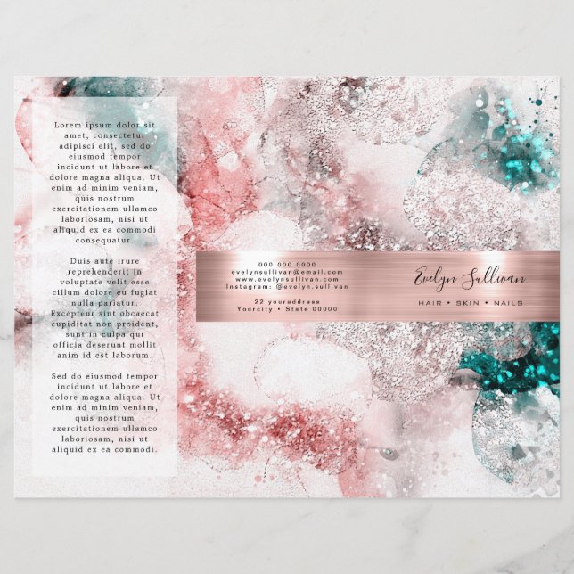 Folleto de Relieve metalizado de oro rosa de acuar (Anverso)