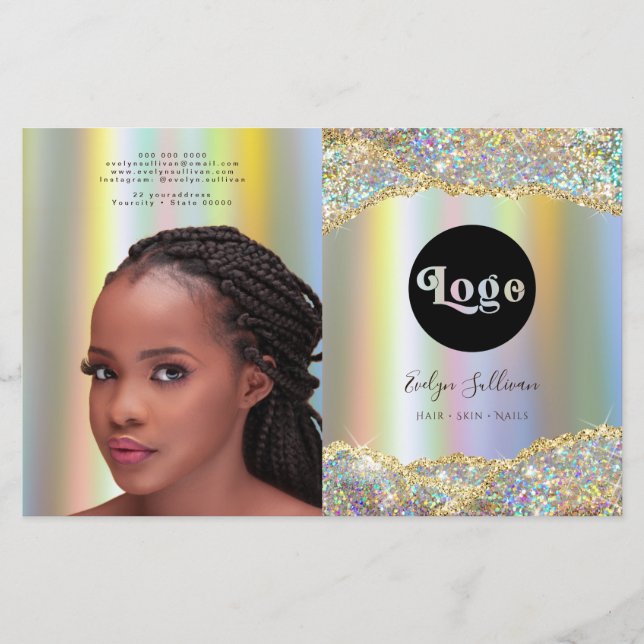 Folleto de Relieve metalizado de purpurina iridisc (Anverso)