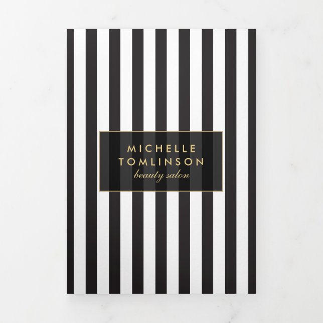 Folleto de salón a rayas vintage (Foto de portada)