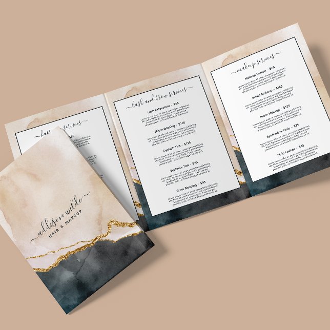 Folleto de salón de belleza Script Watercolor Rosa (Subido por el creador)
