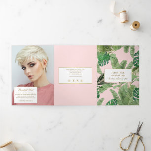 Folleto de Salón de Hojas Tropicales en Acuarela R