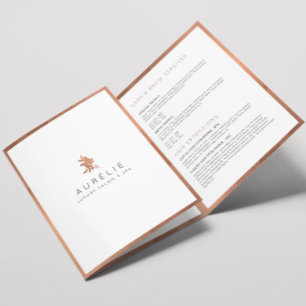 Folleto de Salón de Lujo Floral de Oro Rosa Simple