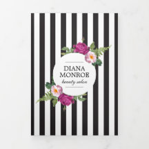Folleto de Salón de Moda con Corona Floral a Rayas