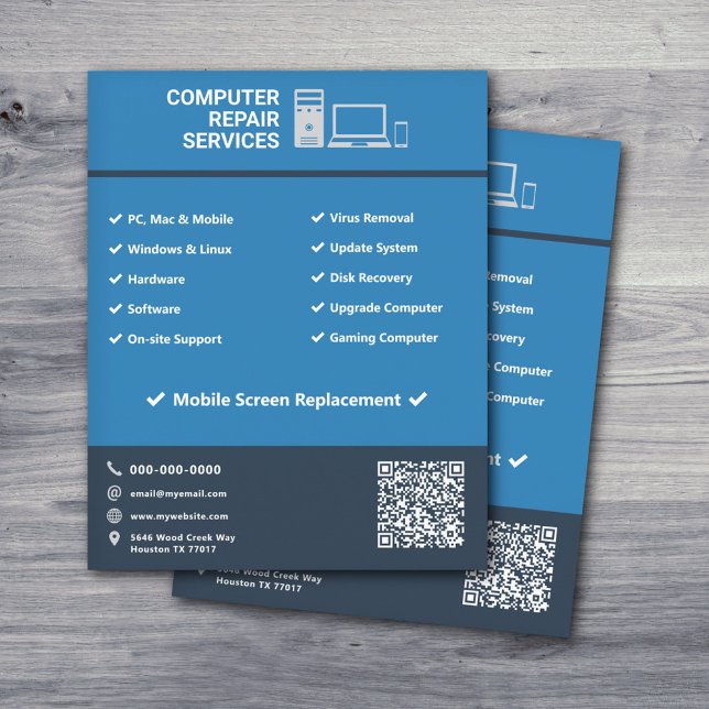 Folleto de Servicios de Reparación de Computadoras (Computer Repair Services Flyer)
