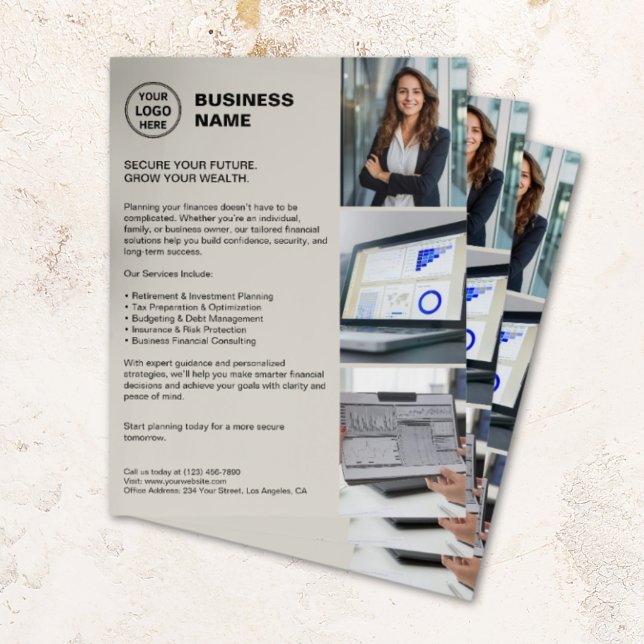 Folleto de Servicios Financieros Profesionales Mod (Modern Professional Financial Services Flyer)