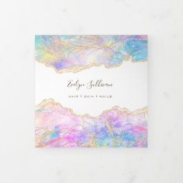 Folleto de tres pliegues de diseño óptico azul