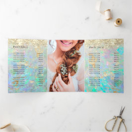 folleto de tres pliegues de faux chunky purpurina