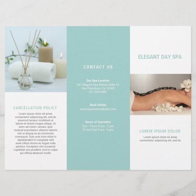 Folleto de tríplio Aqua Elegant Spa (Anverso)