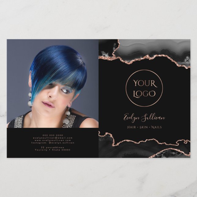 folleto del bipliegue de agate negro (Anverso)