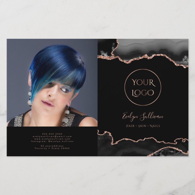 folleto del bipliegue de agate negro (Anverso)