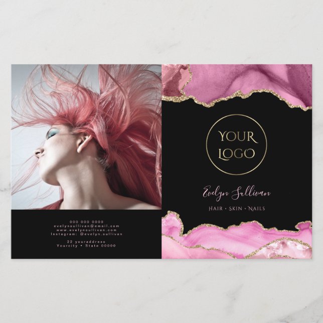 folleto del bipliegue de agate rosa caliente (Anverso)