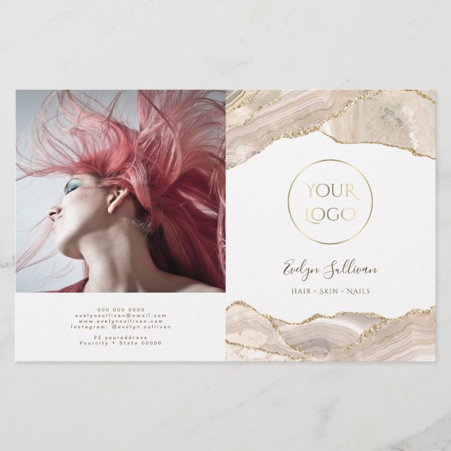 Folleto del biplio de agate dorado de marfil (Anverso)