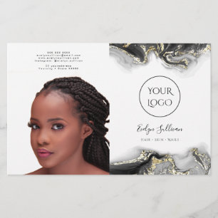 Folleto del biplio de diseño de mármol negro