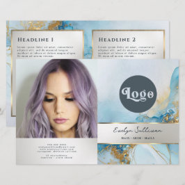 folleto del biplio de mármol de tinta azul